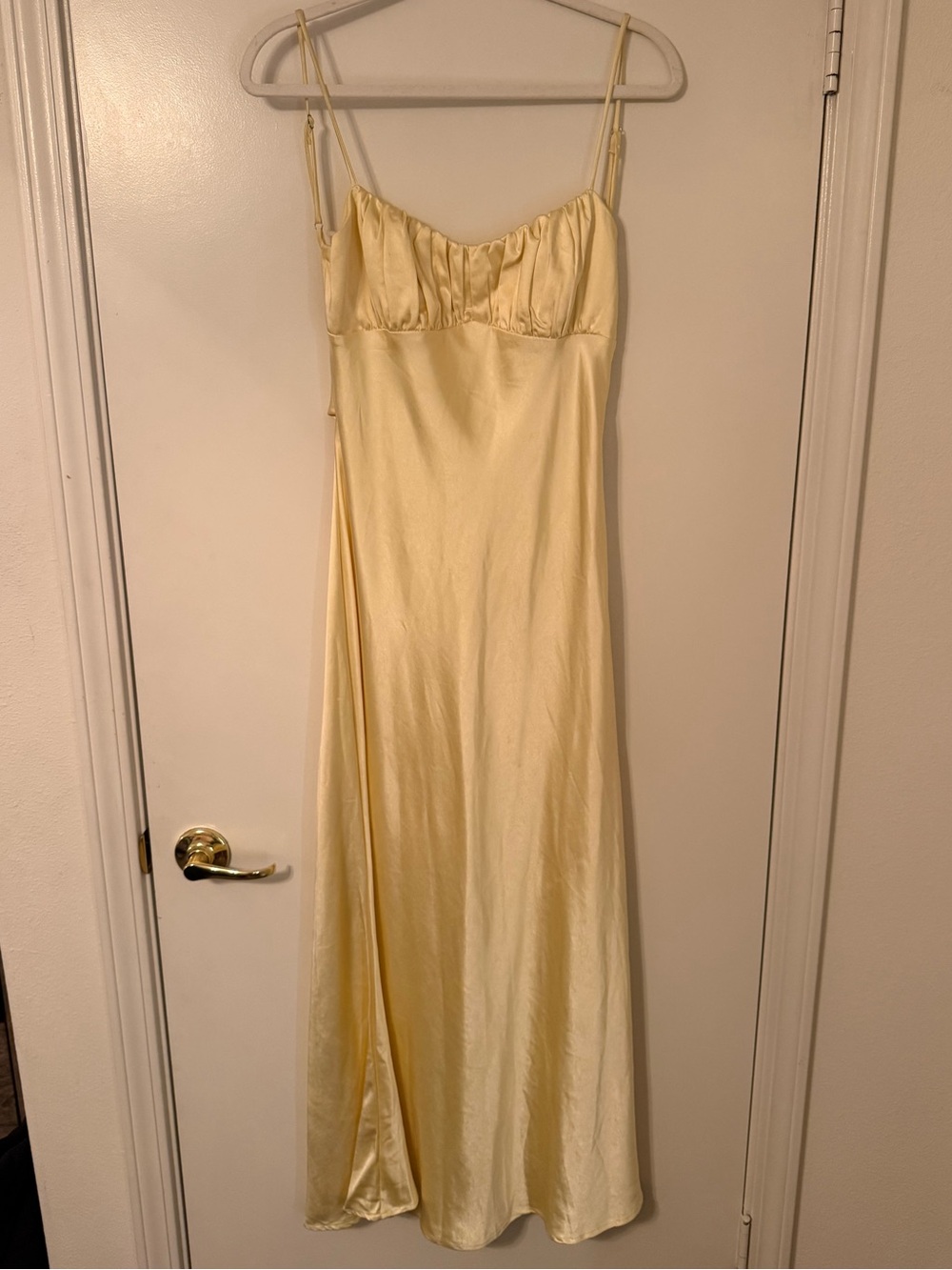 Silky Yellow Bridesmaid Dress with Spaghetti Straps
